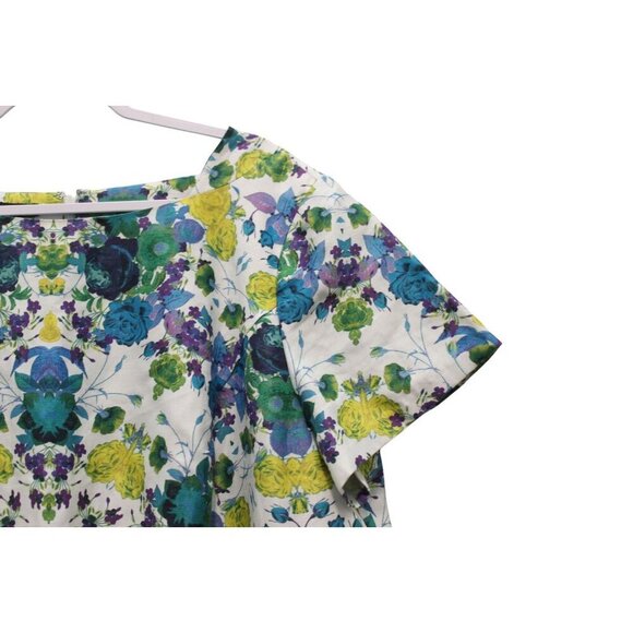 Talbots Midi Dress Size 22W Floral Multicolor Colorful Cotton Linen Lined Formal - Picture 6 of 12